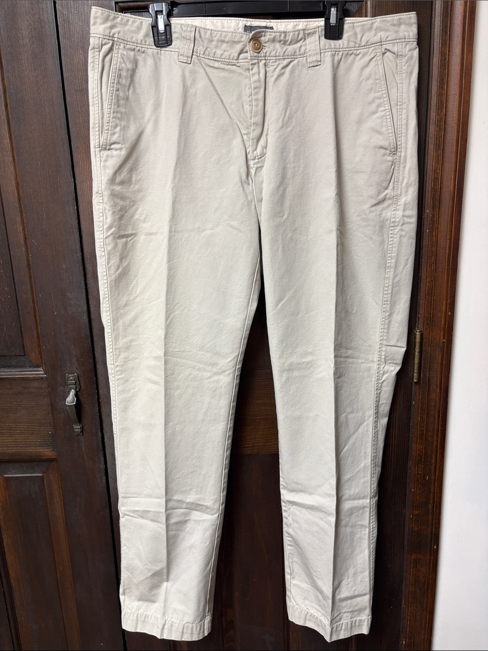38W/32 LL Bean Signature Light Khaki Flat-Front Chino Pants